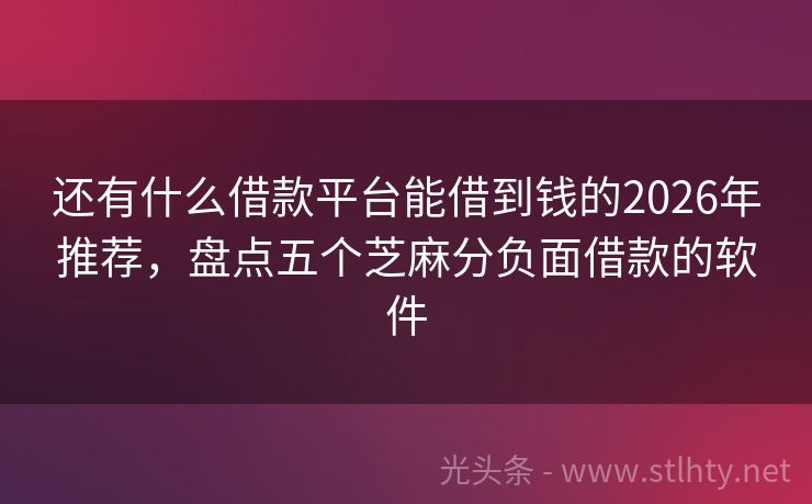 还有什么借款平台能借到钱的2026年推荐，盘点五个芝麻分负面借款的软件