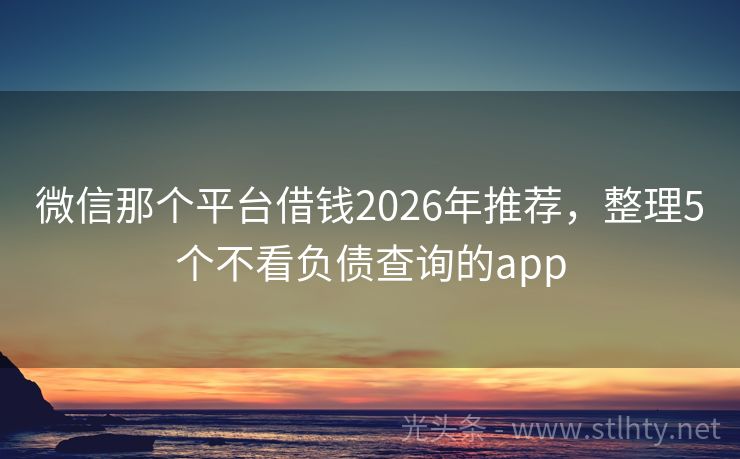 微信那个平台借钱2026年推荐，整理5个不看负债查询的app