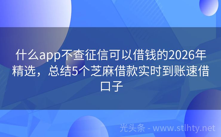 什么app不查征信可以借钱的2026年精选，总结5个芝麻借款实时到账速借口子