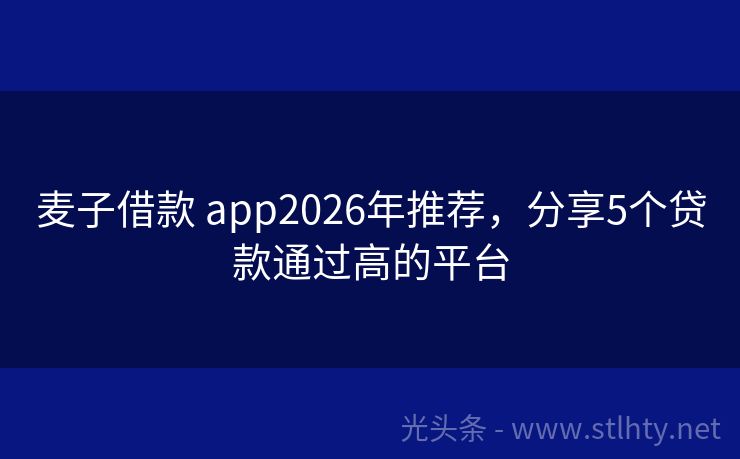 麦子借款 app2026年推荐，分享5个贷款通过高的平台