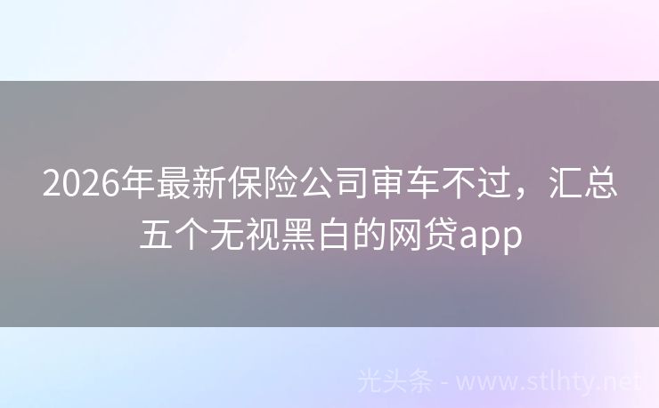 2026年最新保险公司审车不过，汇总五个无视黑白的网贷app