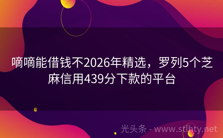 嘀嘀能借钱不2026年精选，罗列5个芝麻信用439分下款的平台