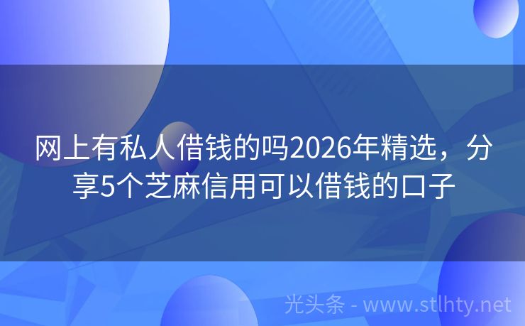 网上有私人借钱的吗2026年精选，分享5个芝麻信用可以借钱的口子