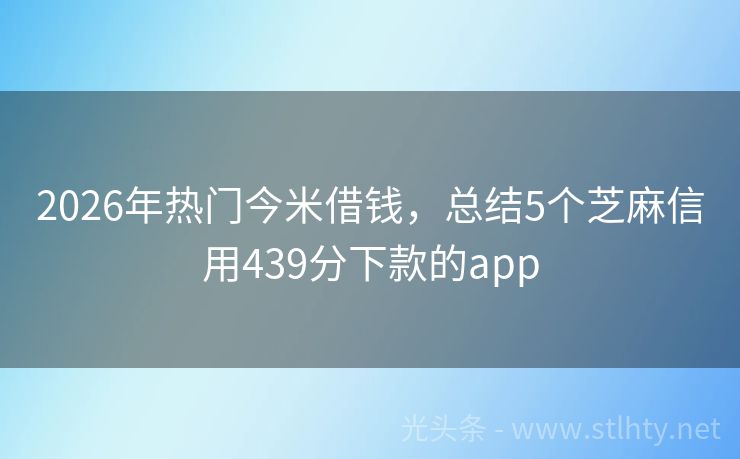 2026年热门今米借钱，总结5个芝麻信用439分下款的app
