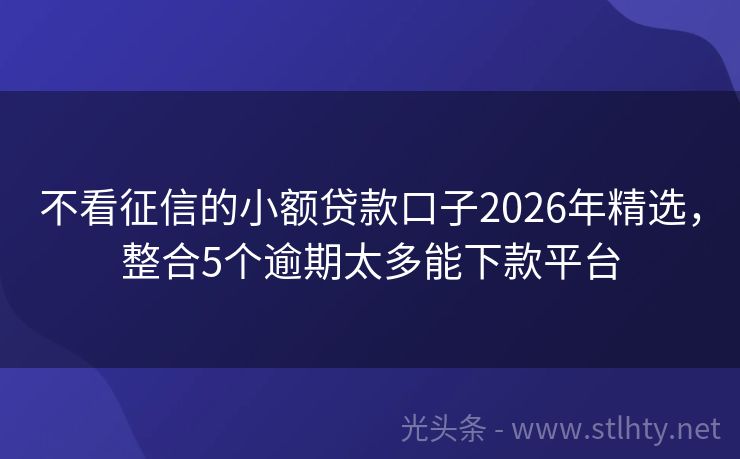 不看征信的小额贷款口子2026年精选，整合5个逾期太多能下款平台