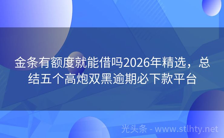 金条有额度就能借吗2026年精选，总结五个高炮双黑逾期必下款平台