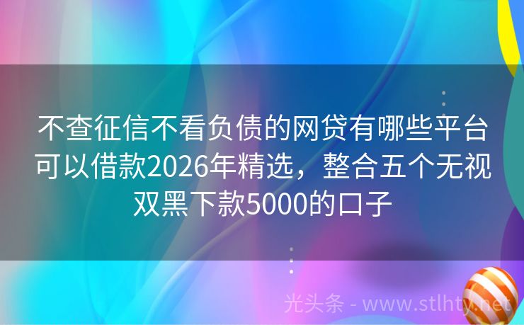 不查征信不看负债的网贷有哪些平台可以借款2026年精选，整合五个无视双黑下款5000的口子