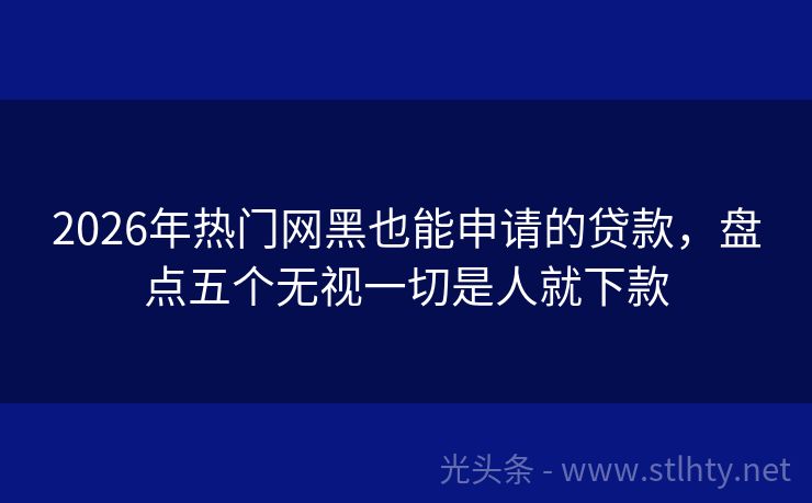 2026年热门网黑也能申请的贷款，盘点五个无视一切是人就下款
