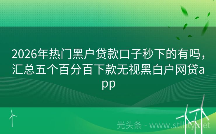 2026年热门黑户贷款口子秒下的有吗，汇总五个百分百下款无视黑白户网贷app