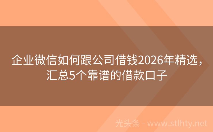 企业微信如何跟公司借钱2026年精选，汇总5个靠谱的借款口子