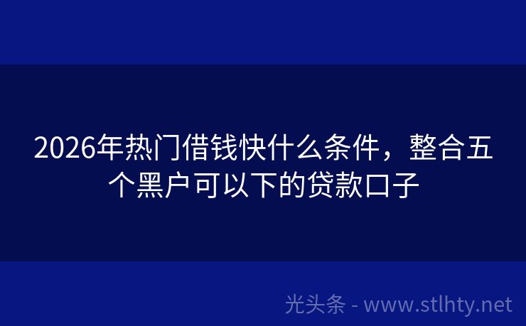 2026年热门借钱快什么条件，整合五个黑户可以下的贷款口子
