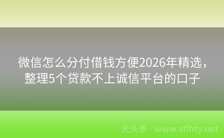微信怎么分付借钱方便2026年精选，整理5个贷款不上诚信平台的口子