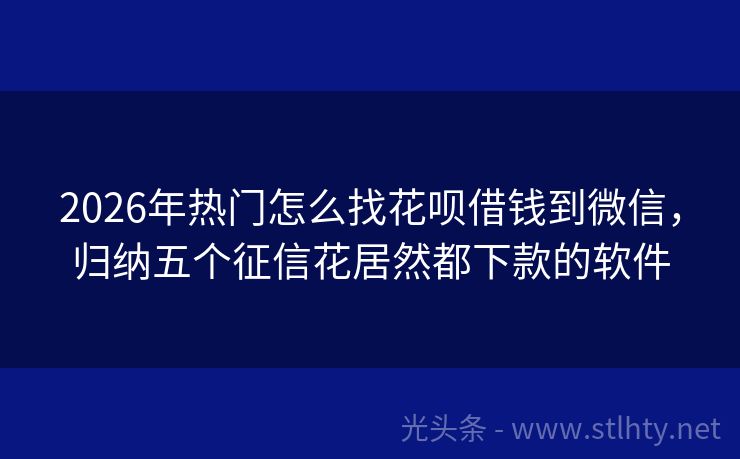 2026年热门怎么找花呗借钱到微信，归纳五个征信花居然都下款的软件