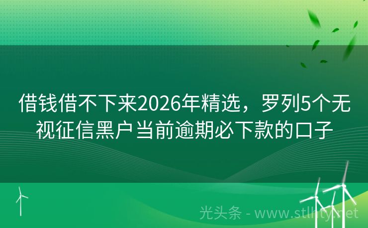 借钱借不下来2026年精选，罗列5个无视征信黑户当前逾期必下款的口子