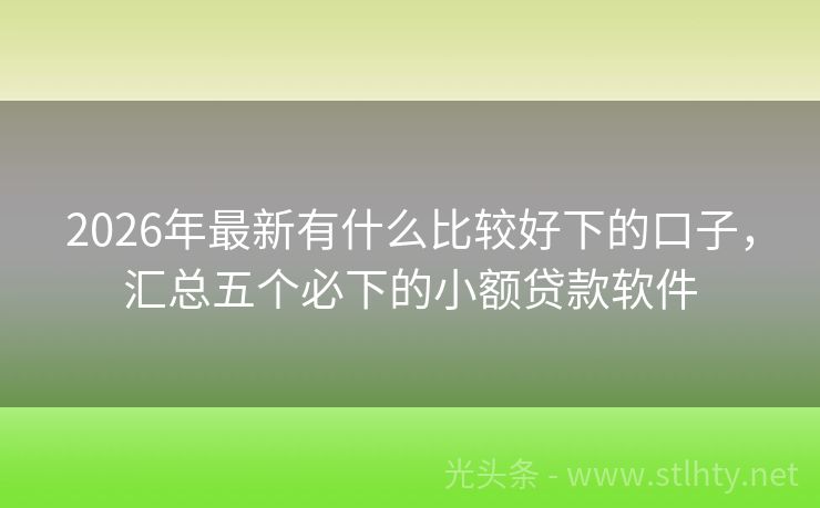2026年最新有什么比较好下的口子，汇总五个必下的小额贷款软件