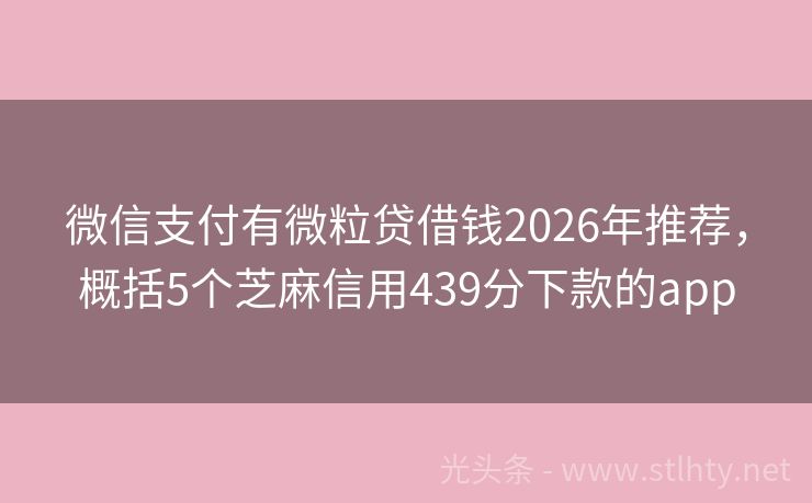 微信支付有微粒贷借钱2026年推荐，概括5个芝麻信用439分下款的app