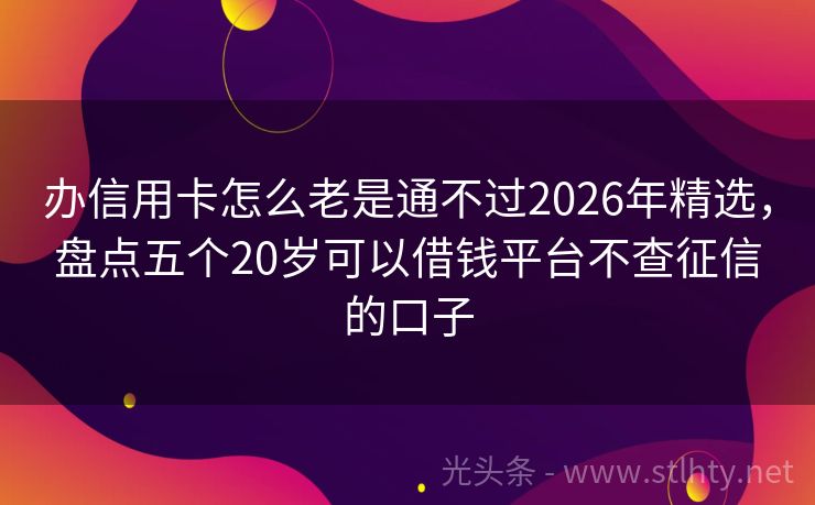 办信用卡怎么老是通不过2026年精选，盘点五个20岁可以借钱平台不查征信的口子