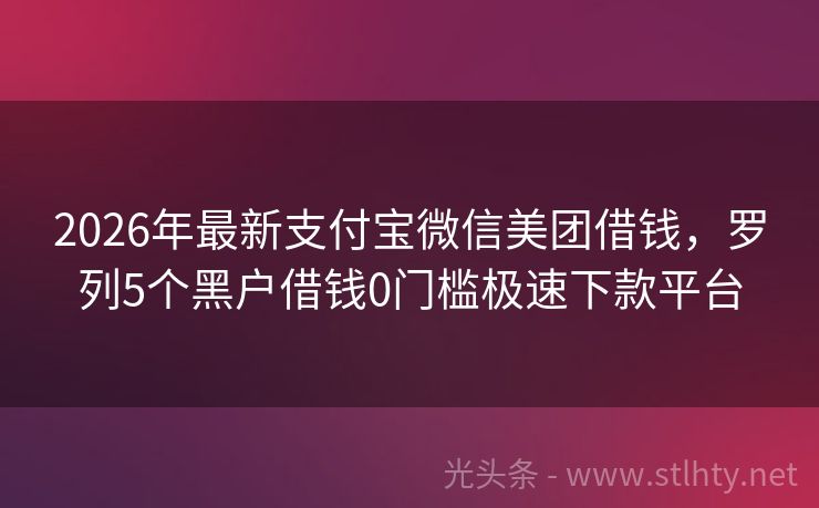 2026年最新支付宝微信美团借钱，罗列5个黑户借钱0门槛极速下款平台