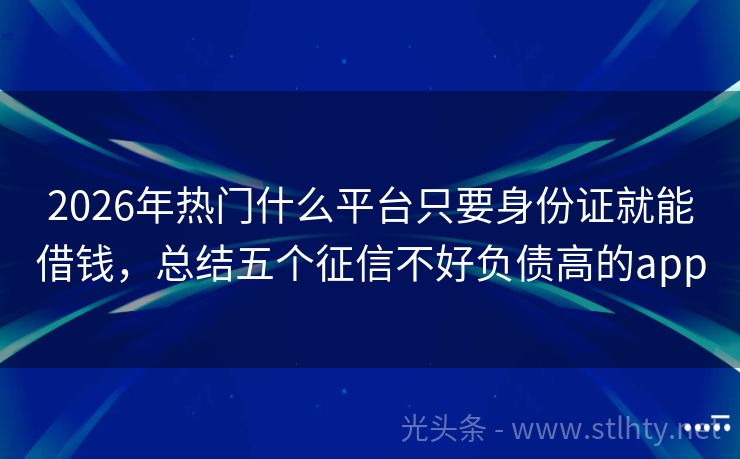 2026年热门什么平台只要身份证就能借钱，总结五个征信不好负债高的app