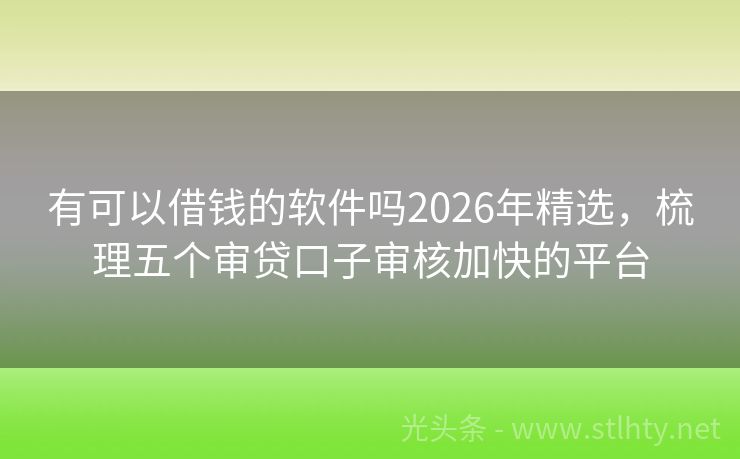 有可以借钱的软件吗2026年精选，梳理五个审贷口子审核加快的平台