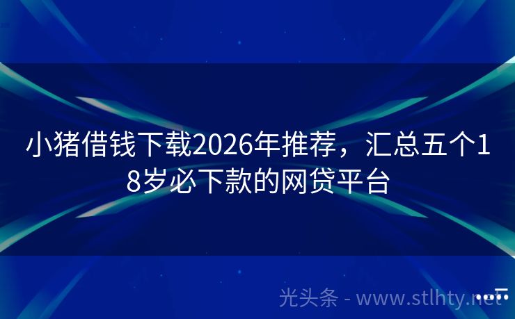 小猪借钱下载2026年推荐，汇总五个18岁必下款的网贷平台