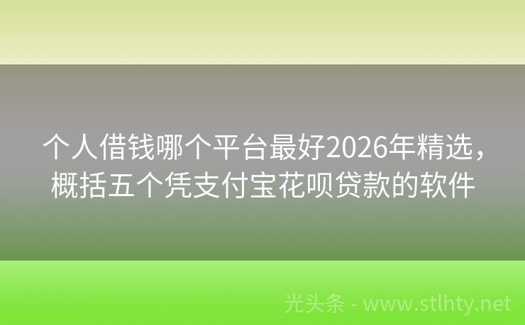 个人借钱哪个平台最好2026年精选，概括五个凭支付宝花呗贷款的软件