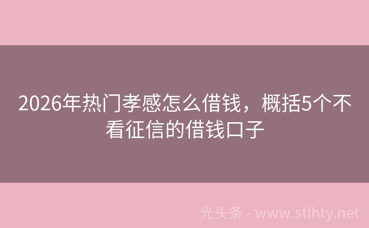 2026年热门孝感怎么借钱，概括5个不看征信的借钱口子