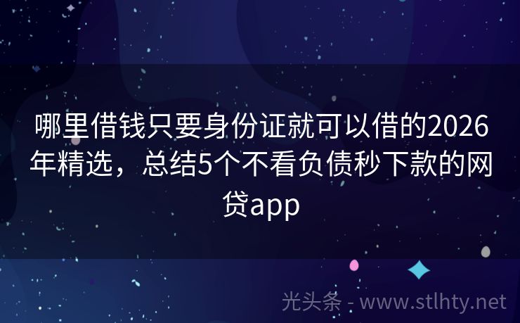 哪里借钱只要身份证就可以借的2026年精选，总结5个不看负债秒下款的网贷app