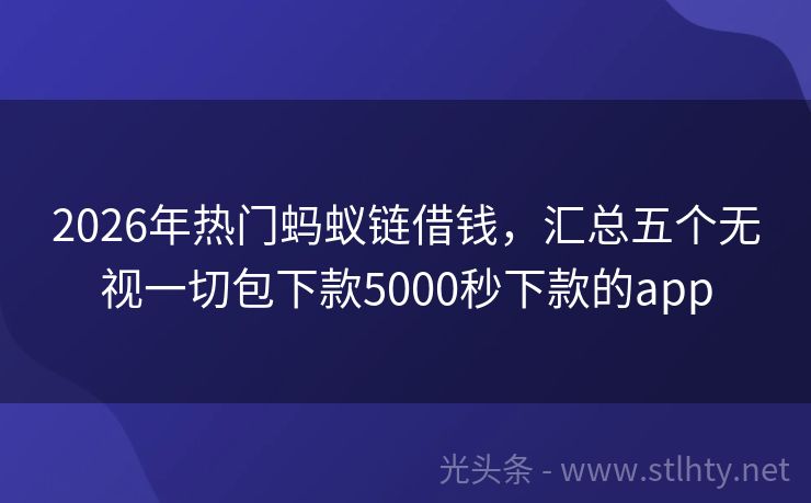 2026年热门蚂蚁链借钱，汇总五个无视一切包下款5000秒下款的app