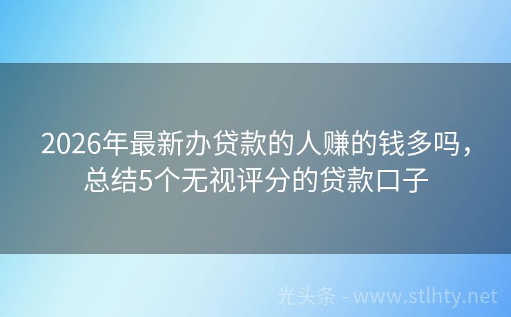 2026年最新办贷款的人赚的钱多吗，总结5个无视评分的贷款口子