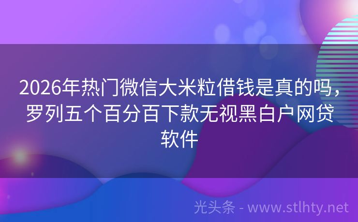 2026年热门微信大米粒借钱是真的吗，罗列五个百分百下款无视黑白户网贷软件
