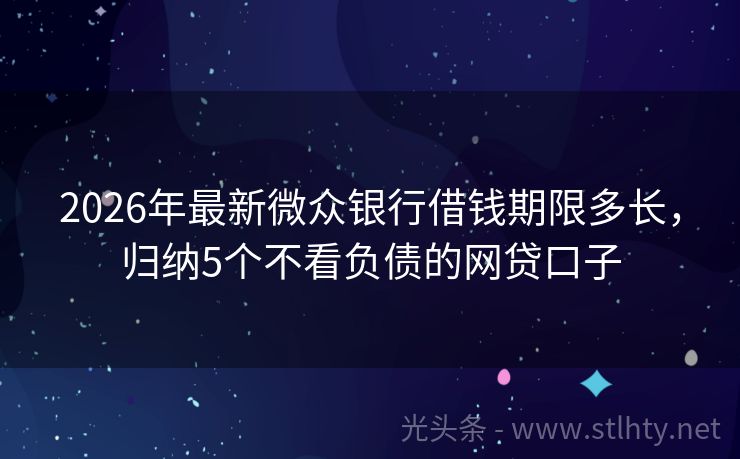 2026年最新微众银行借钱期限多长，归纳5个不看负债的网贷口子