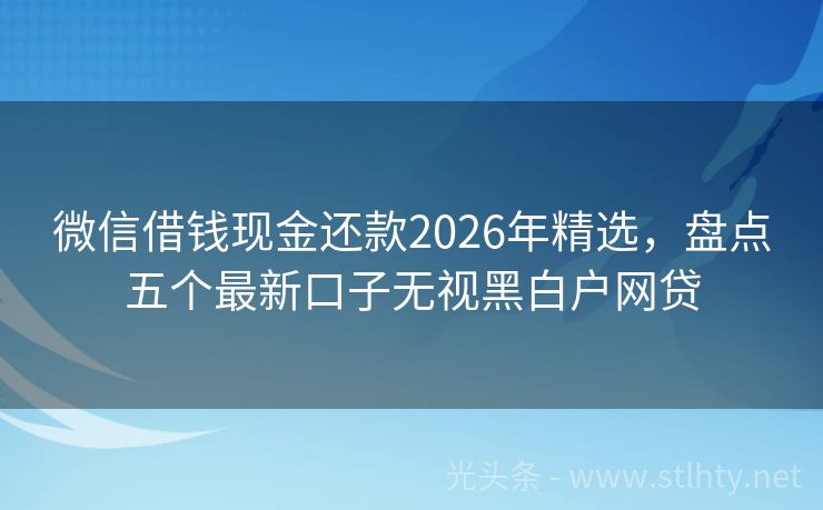 微信借钱现金还款2026年精选，盘点五个最新口子无视黑白户网贷