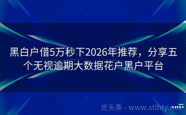 黑白户借5万秒下2026年推荐，分享五个无视逾期大数据花户黑户平台