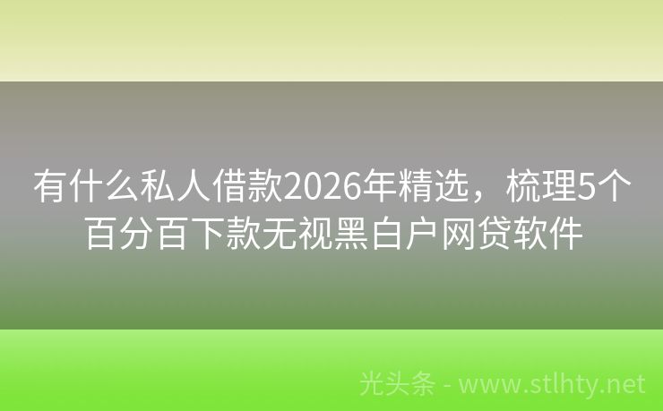 有什么私人借款2026年精选，梳理5个百分百下款无视黑白户网贷软件