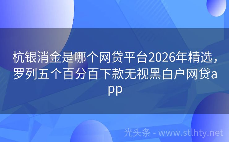 杭银消金是哪个网贷平台2026年精选，罗列五个百分百下款无视黑白户网贷app