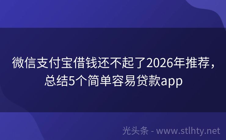 微信支付宝借钱还不起了2026年推荐，总结5个简单容易贷款app