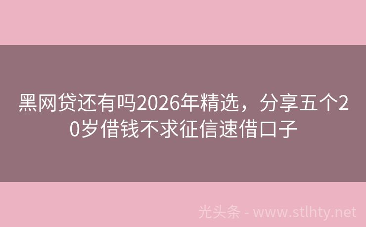 黑网贷还有吗2026年精选，分享五个20岁借钱不求征信速借口子
