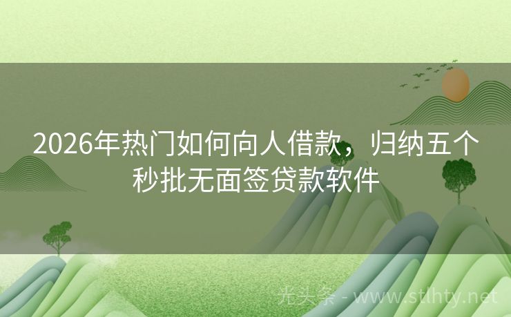 2026年热门如何向人借款，归纳五个秒批无面签贷款软件