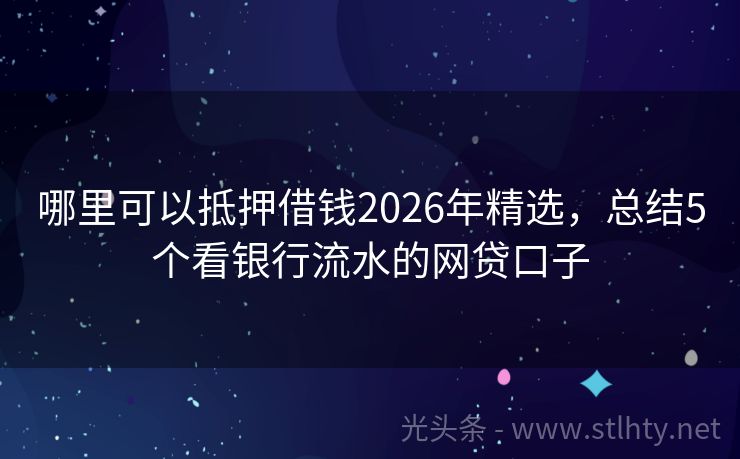 哪里可以抵押借钱2026年精选，总结5个看银行流水的网贷口子