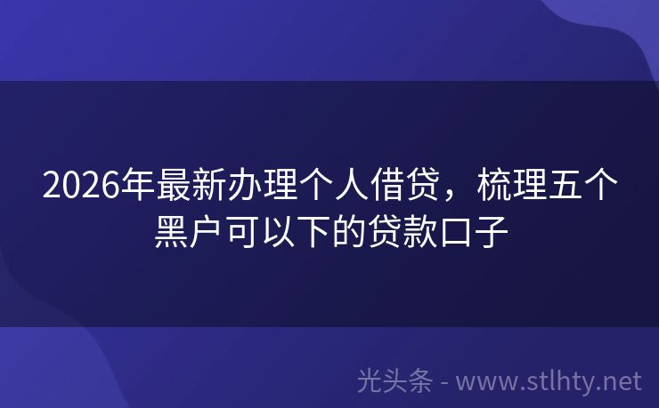 2026年最新办理个人借贷，梳理五个黑户可以下的贷款口子