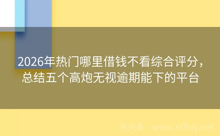2026年热门哪里借钱不看综合评分，总结五个高炮无视逾期能下的平台