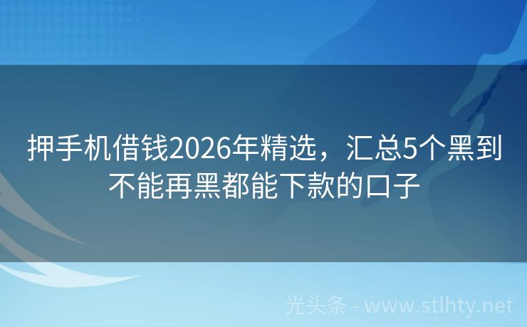 押手机借钱2026年精选，汇总5个黑到不能再黑都能下款的口子