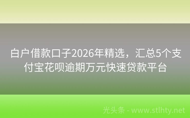 白户借款口子2026年精选，汇总5个支付宝花呗逾期万元快速贷款平台
