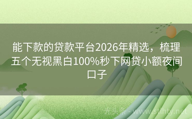 能下款的贷款平台2026年精选，梳理五个无视黑白100%秒下网贷小额夜间口子