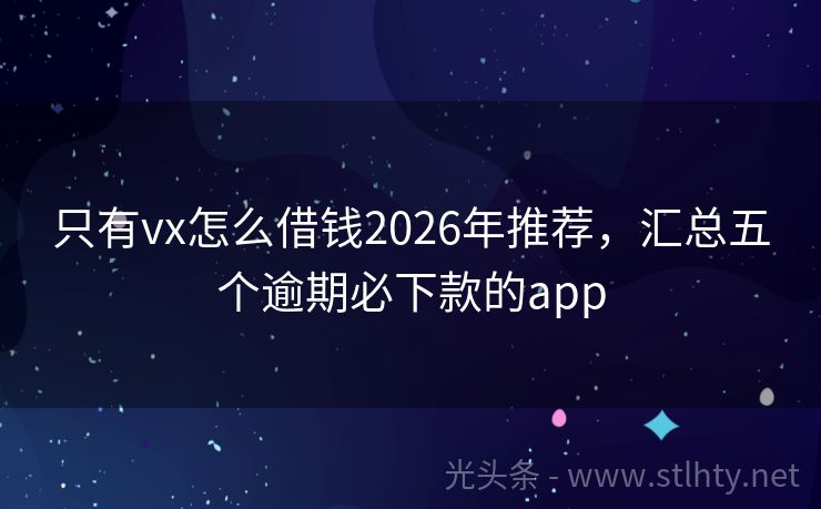 只有vx怎么借钱2026年推荐，汇总五个逾期必下款的app