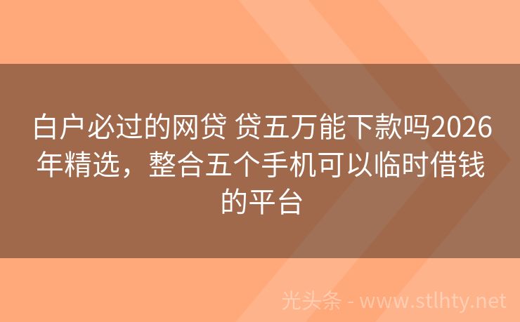 白户必过的网贷 贷五万能下款吗2026年精选，整合五个手机可以临时借钱的平台
