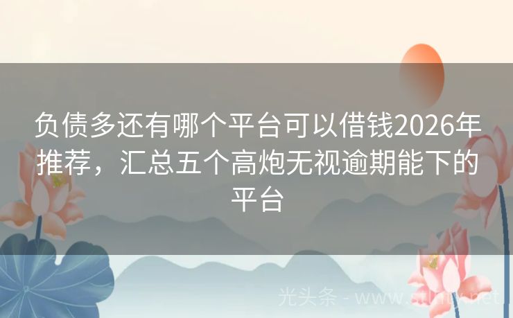 负债多还有哪个平台可以借钱2026年推荐，汇总五个高炮无视逾期能下的平台