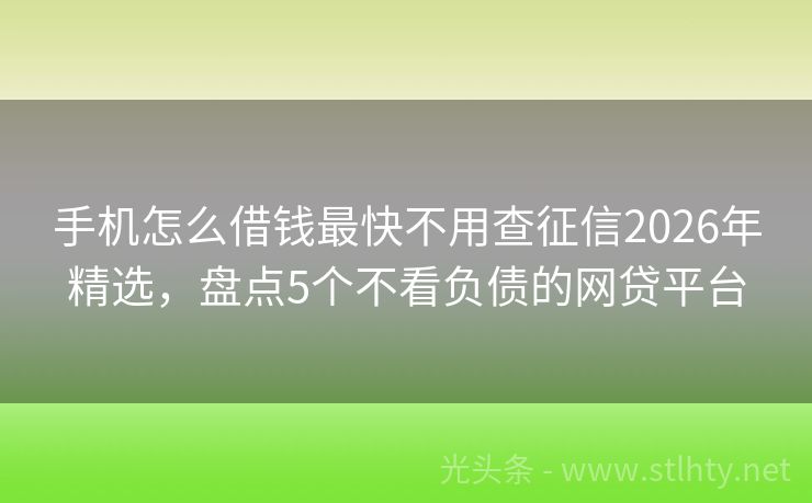 手机怎么借钱最快不用查征信2026年精选，盘点5个不看负债的网贷平台