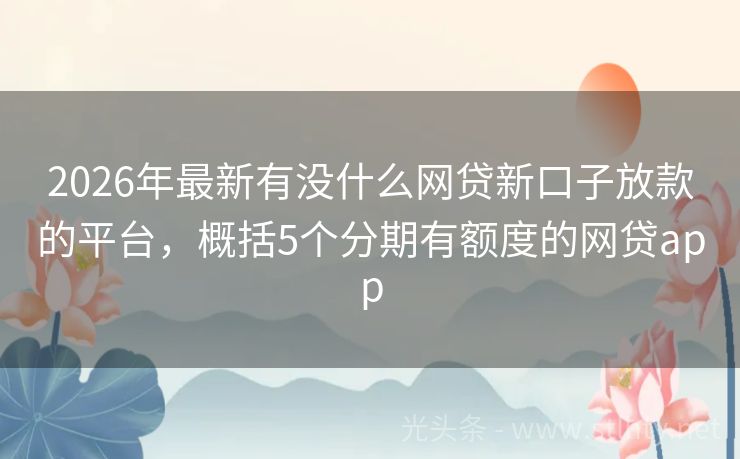 2026年最新有没什么网贷新口子放款的平台，概括5个分期有额度的网贷app